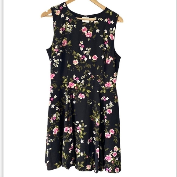 NWT Maison Jules Black Penny Floral Dress Size 10 - Picture 1 of 15